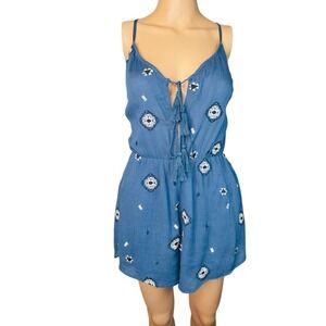 Lush Blue Embroidered Romper Sz small